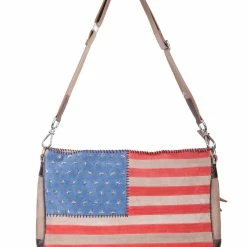 Scully Leather Company Western Stars And Stripes Leather Shoulder Handbag