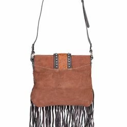 Scully Leather Company Western Shoulder Bag With Suede And Leather Fringe Ladies'