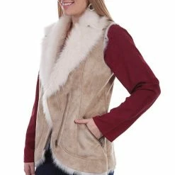 Scully Leather Company Ladies' Women's Honey Creek Outerwear Collection: Vest Faux Fur Shearling Zip Front