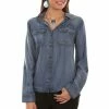Scully Leather Company Women's Honey Creek Collection Blouse: Lace Up Back Denim