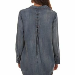 Scully Leather Company Women's Honey Creek Collection Blouse: Lace Up Back Denim