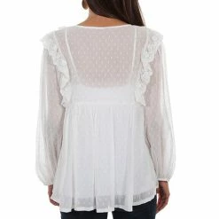 Scully Leather Company Women's Honey Creek Collection Blouse: Dotted Swiss Ruffles