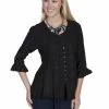 Scully Leather Company Women's Honey Creek Collection Blouse: Embroidered 3/4 Sleeves