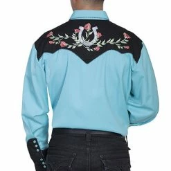 Scully Leather Company Men's Vintage Western Shirt Collection: Scully Lucky Horseshoes And Roses