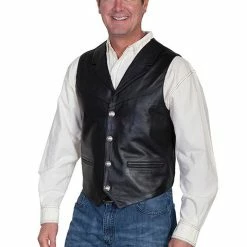 Scully Leather Company Men's Leather Vest Collection: Scully Western Style, Lapel W Snaps