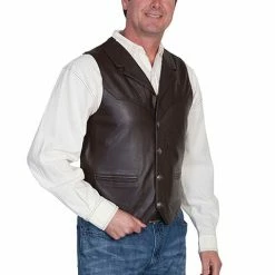 Scully Leather Company Men's Leather Vest Collection: Scully Western Style, Lapel W Snaps