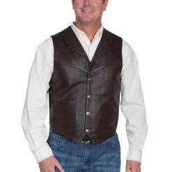 Scully Leather Company Men's Leather Vest Collection: Scully Western Style, Lapel W Snaps