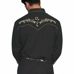 Scully Leather Company Men's Vintage Western Shirt Collection: Scully Gold Musical Notes