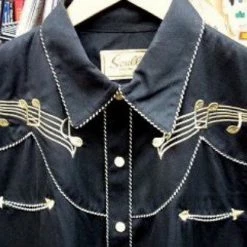 Scully Leather Company Men's Vintage Western Shirt Collection: Scully Gold Musical Notes