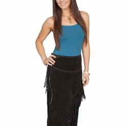 Scully Leather Company Ladies' Women's Leather Collection Skirt: Scully Western Suede Fringe Wrap