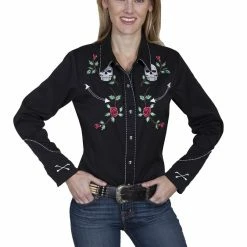 Scully Leather Company Ladies' Women's Vintage Western Shirt Collection: Scully Skulls & Roses