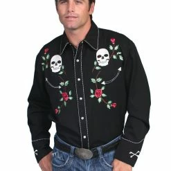 Scully Leather Company Men's Vintage Western Shirt Collection: Scully Skulls & Roses