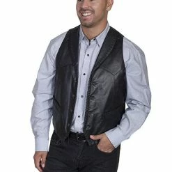 Scully Leather Company Men's Leather Vest Collection Vest: Scully Western Whip Stitch Lamb