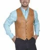 Scully Leather Company Men's Leather Vest Collection: Scully Western Lambskin, Button Front, Ranch Tan
