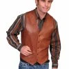 Scully Leather Company Men's Leather Vest Collection: Scully Western Lambskin, Button Front, Antique Brown 2 Scully Leather Company Men's Leather Vest Collection: Scully Western Lambskin, Button Front, Antique Brown
