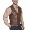 Scully Leather Company Men's Leather Vest Collection: Scully Western Lambskin, Buttons, Chocolate 1 Scully Leather Company Men's Leather Vest Collection: Scully Western Lambskin, Buttons, Chocolate