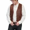 Scully Leather Company Men's Leather Vest Collection: Scully Western Lambskin, Button Front, Brown 2 Scully Leather Company Men's Leather Vest Collection: Scully Western Lambskin, Button Front, Brown