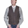 Scully Leather Company Men's Leather Vest Collection: Scully Western Lambskin, Buttons, Brown 1 Scully Leather Company Men's Leather Vest Collection: Scully Western Lambskin, Buttons, Brown