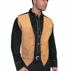 Scully Leather Company Men's Leather Vest Collection: Scully Western Suede Snap Front