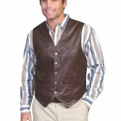 Scully Leather Company Men's Leather Vest Collection: Scully Western Soft Touch Lamb, Brown