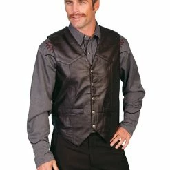 Scully Leather Company Men's Leather Vest Collection: Scully Western Soft Touch Lamb, Black