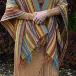 Rhonda Stark Italian Acrylic Collection: Shawl Serape Stripe Carnival, Fringe Ladies'