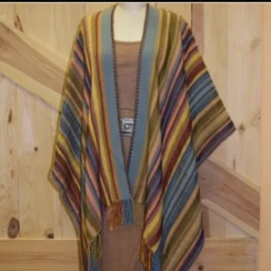 Rhonda Stark Italian Acrylic Collection: Shawl Serape Stripe Carnival, Fringe Ladies'