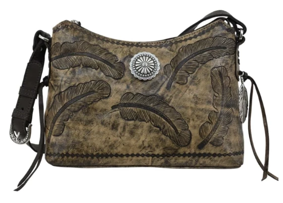American West Handbags Ladies' American West Handbag Sacred Bird Collection: Leather Zip Top Shoulder 4 American West Handbags Ladies' American West Handbag Sacred Bird Collection: Leather Zip Top Shoulder