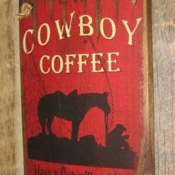 OutWest Shop Decor Wall Sign Home: Cowboy Coffee