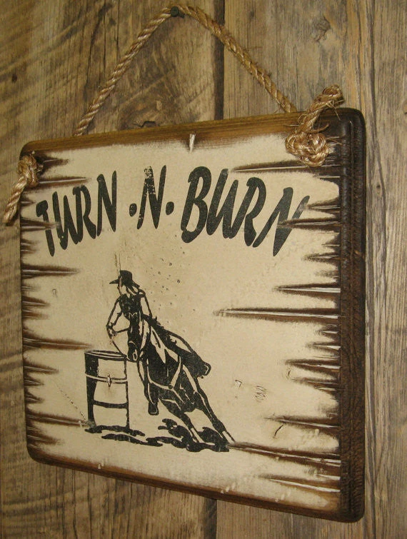 OutWest Shop Decor Wall Sign Barn: Horses Turn N Burn 5 OutWest Shop Decor Wall Sign Barn: Horses Turn N Burn