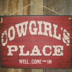 OutWest Shop Wall Sign Home: Cowgirl's Place Large