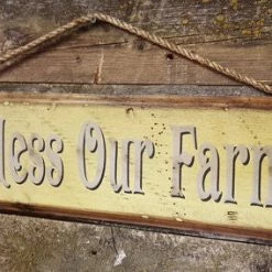 OutWest Shop Wall Sign Faith: God Bless Our Farm Decor