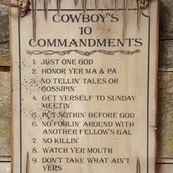 OutWest Shop Wall Sign Faith: Cowboy Ten Commandments