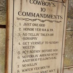 OutWest Shop Wall Sign Faith: Cowboy Ten Commandments