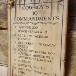 OutWest Shop Wall Sign Faith: Cowboy Ten Commandments