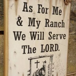 OutWest Shop Wall Sign Faith: As For Me & My Ranch We Will Serve The LORD Decor
