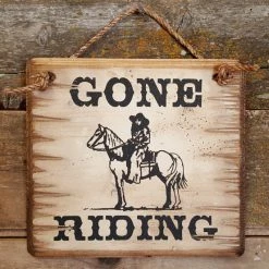 OutWest Shop Wall Sign Barn: Horses Gone Riding Decor
