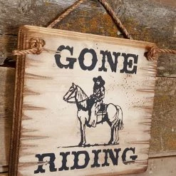 OutWest Shop Wall Sign Barn: Horses Gone Riding Decor