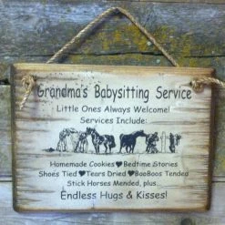 OutWest Shop Decor Wall Sign Home: Kids Grandma's Babysitting Service