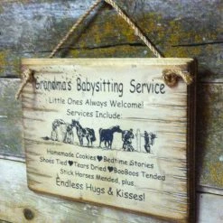 OutWest Shop Decor Wall Sign Home: Kids Grandma's Babysitting Service