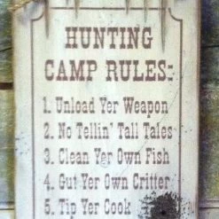 OutWest Shop Decor Wall Sign Home: Hunting Camp Rules