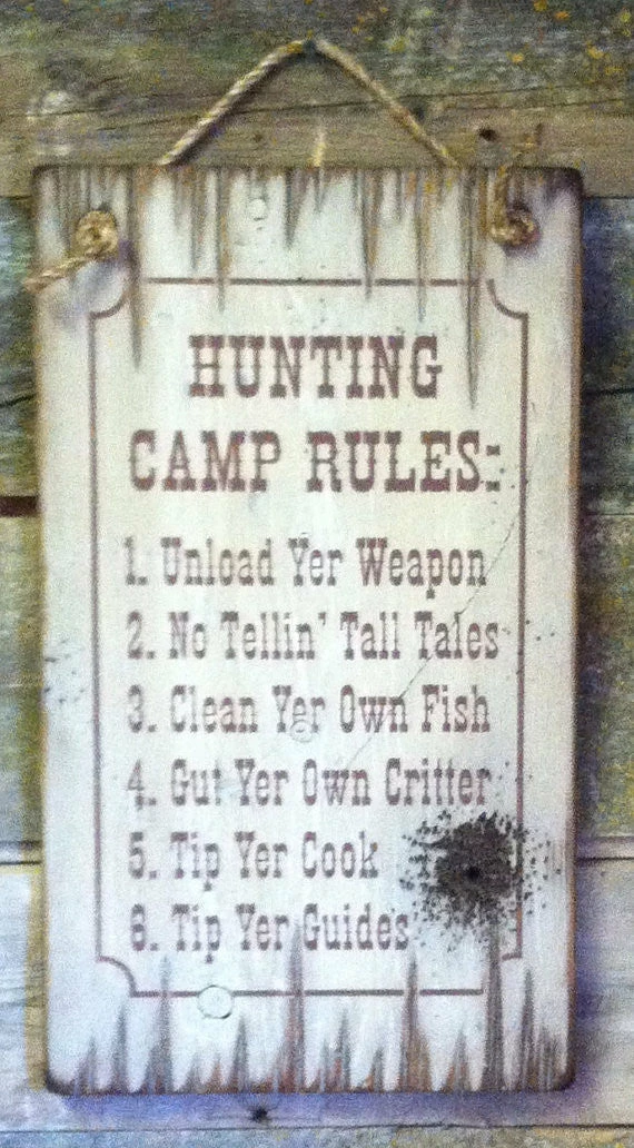 OutWest Shop Decor Wall Sign Home: Hunting Camp Rules 3 OutWest Shop Decor Wall Sign Home: Hunting Camp Rules