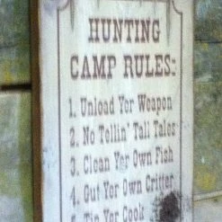 OutWest Shop Decor Wall Sign Home: Hunting Camp Rules