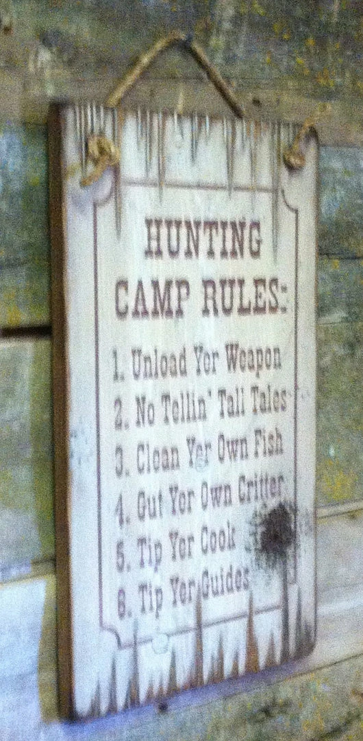 OutWest Shop Decor Wall Sign Home: Hunting Camp Rules 4 OutWest Shop Decor Wall Sign Home: Hunting Camp Rules