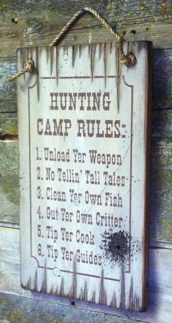 OutWest Shop Decor Wall Sign Home: Hunting Camp Rules 5 OutWest Shop Decor Wall Sign Home: Hunting Camp Rules