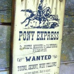 OutWest Shop Decor Wall Sign Vintage: Pony Express Wanted Express Riders