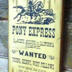 OutWest Shop Decor Wall Sign Vintage: Pony Express Wanted Express Riders