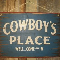 OutWest Shop Wall Sign Home: Cowboy's Place Large Decor