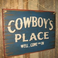 OutWest Shop Wall Sign Home: Cowboy's Place Large Decor