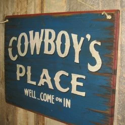 OutWest Shop Wall Sign Home: Cowboy's Place Large Decor
